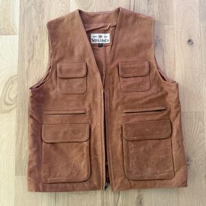 Men's Outdoor Hunting Brown Genuine Leather Vest